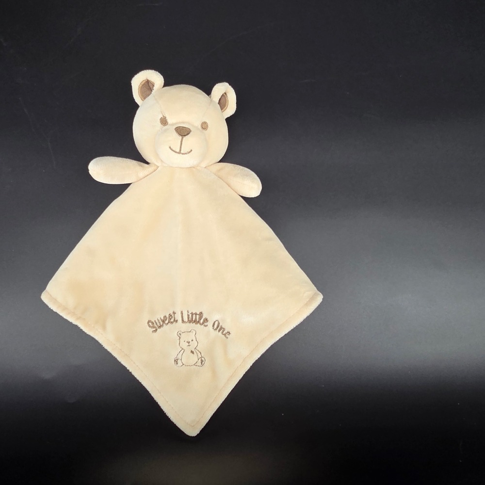 Little Me Sweet Little One Teddy Bear Baby Security Blanket Beige Satin LS5005